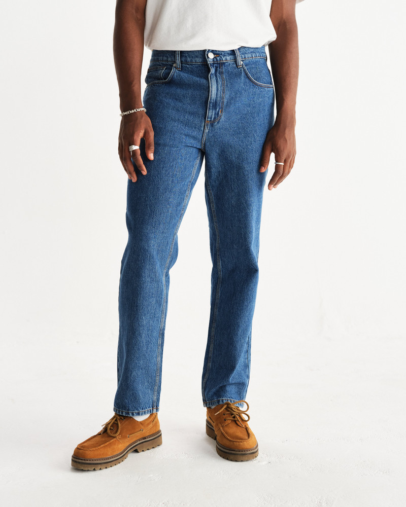 Wax London Russell - Mid Blue Straight Fit Denim Jeans outlook