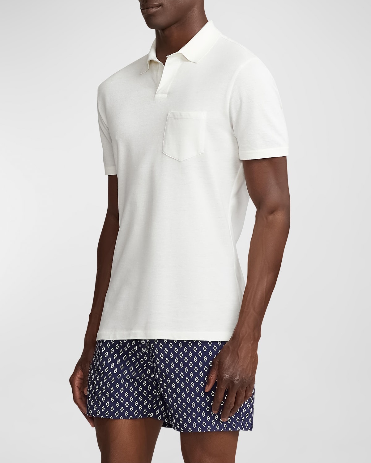 Men's Slim-Fit Cotton Silk Linen-Blend Polo Shirt - 5