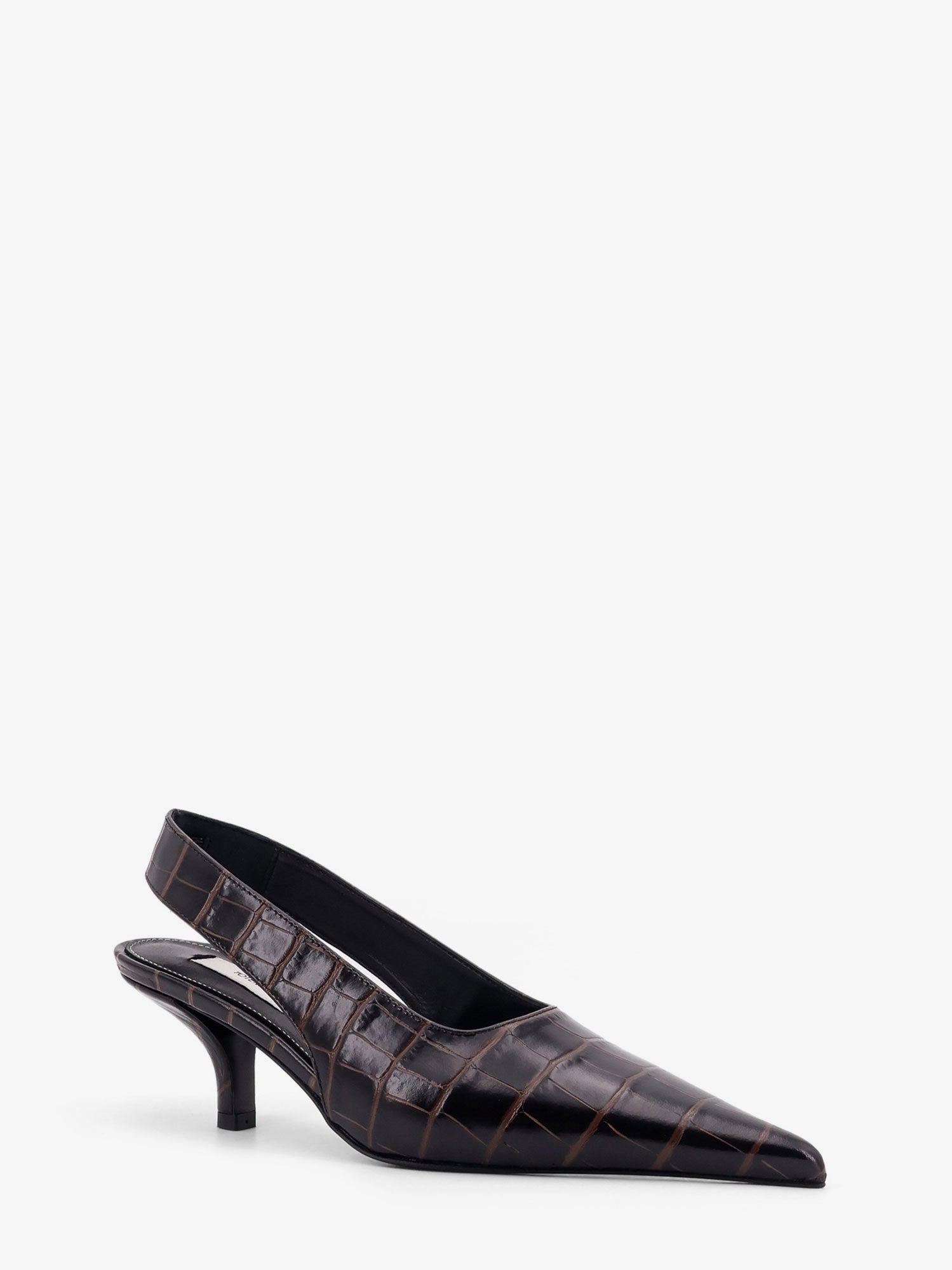 Toteme Leather Decolleté Slingback With Croco Effect - 2