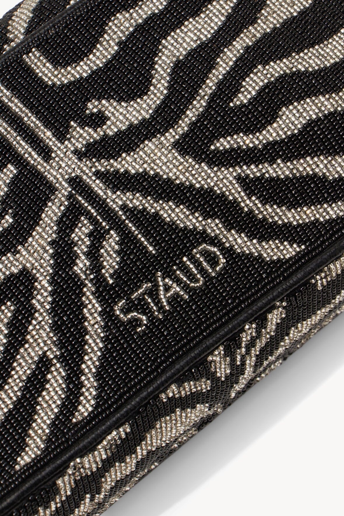 STAUD TOMMY BEADED BAG | BLACK WHITE - 7