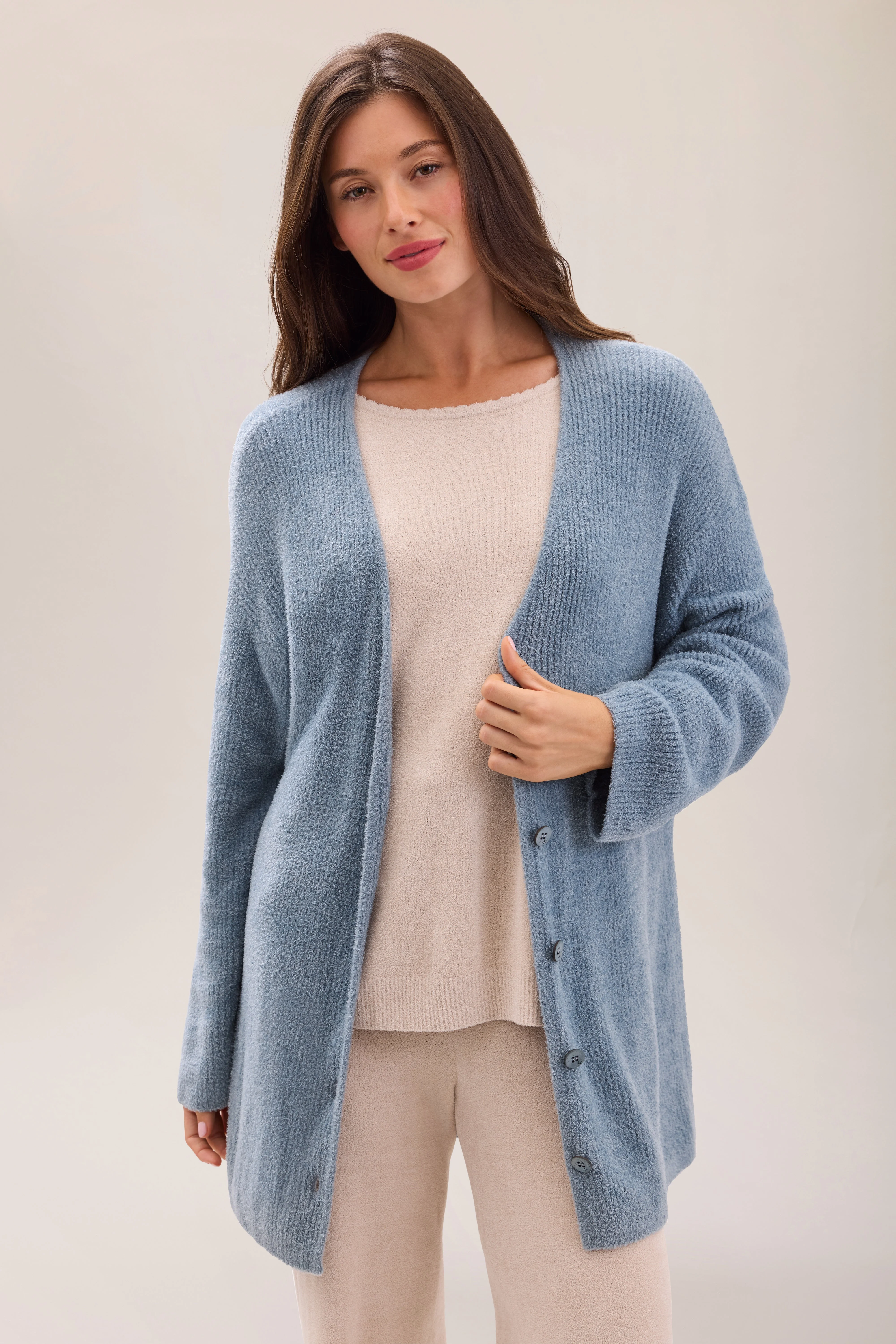 CozyChic Lite® Thin Rib Button Front Cardigan - 1