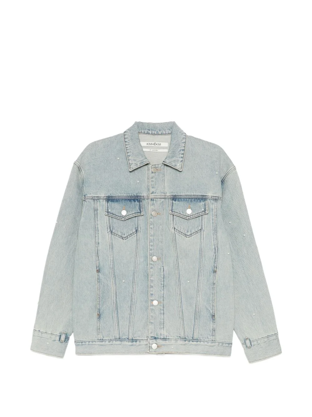 pearl embelished denim jacket - 1