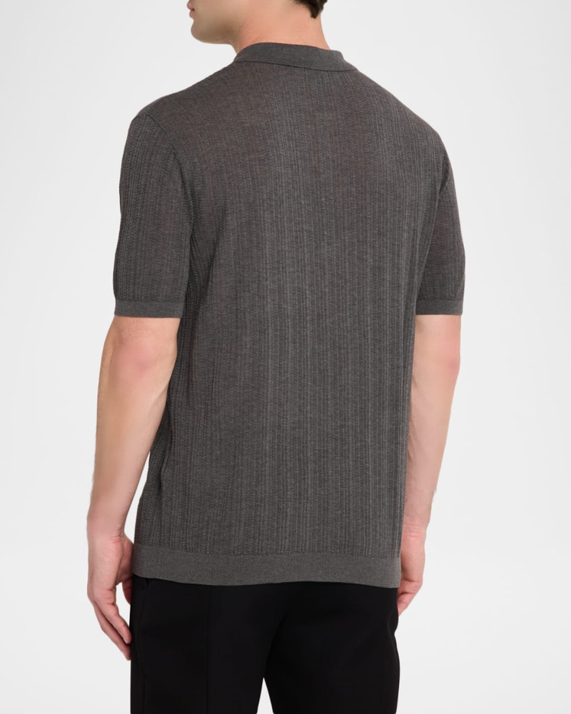 Men's Textured Short-Sleeve Zip Polo Sweater 3