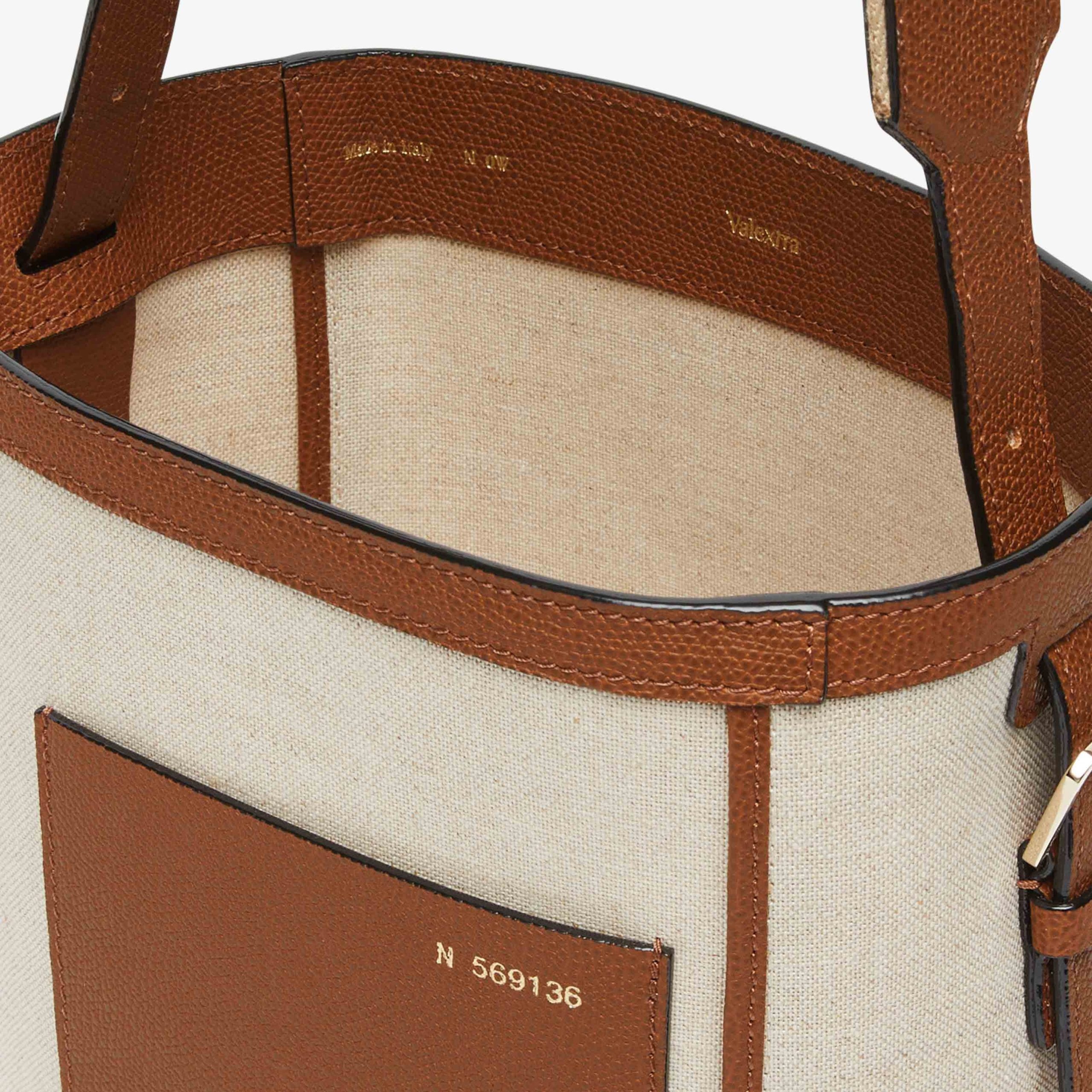 Valextra – Soft Canvas Bucket Mini Sand / Chocolate - 4