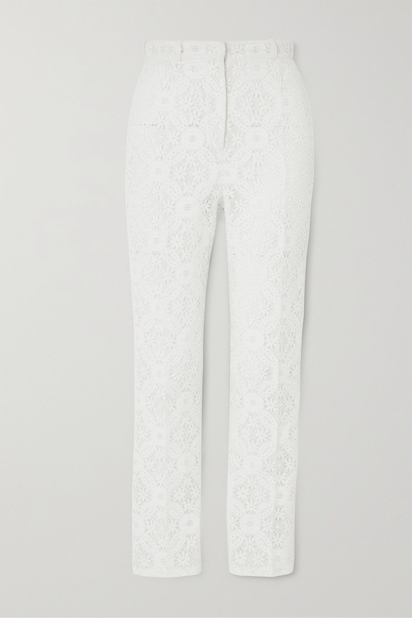 Cotton-blend guipure lace tapered pants - 1