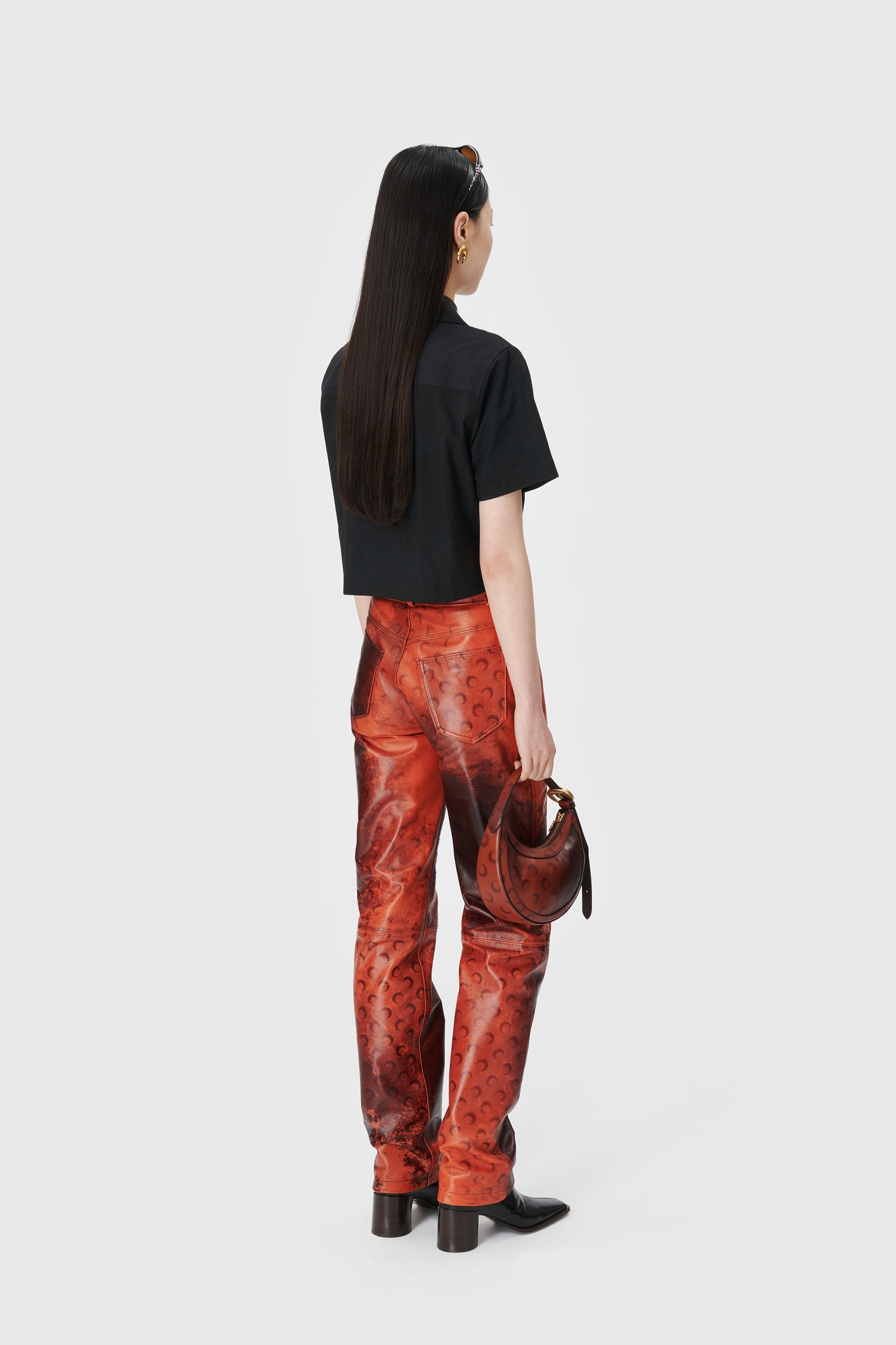 Airbrushed Crafted Leather Straight Leg Pants
