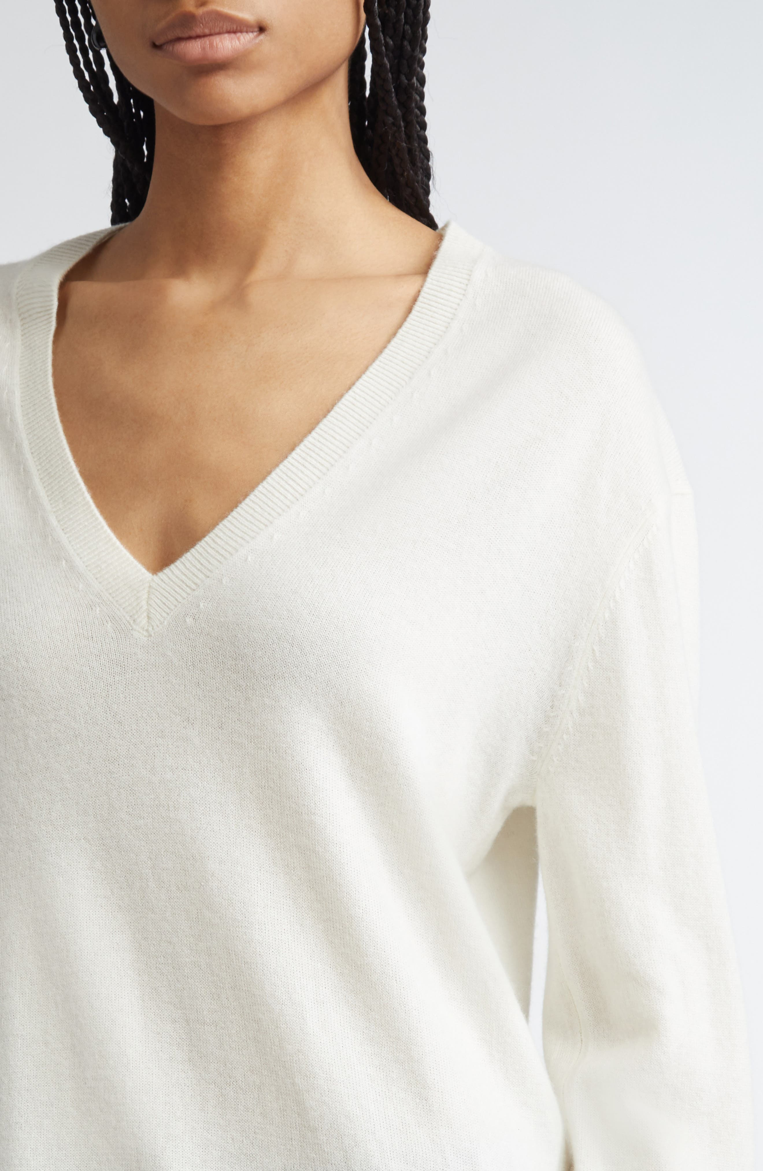 TOTEME Cashmere V-Neck Sweater in Ecru at Nordstrom - 5