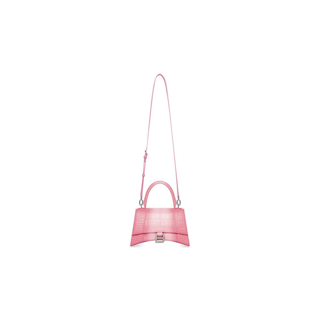 Women's Hourglass Small Handbag Embossed Calfskin in Pink - 7
