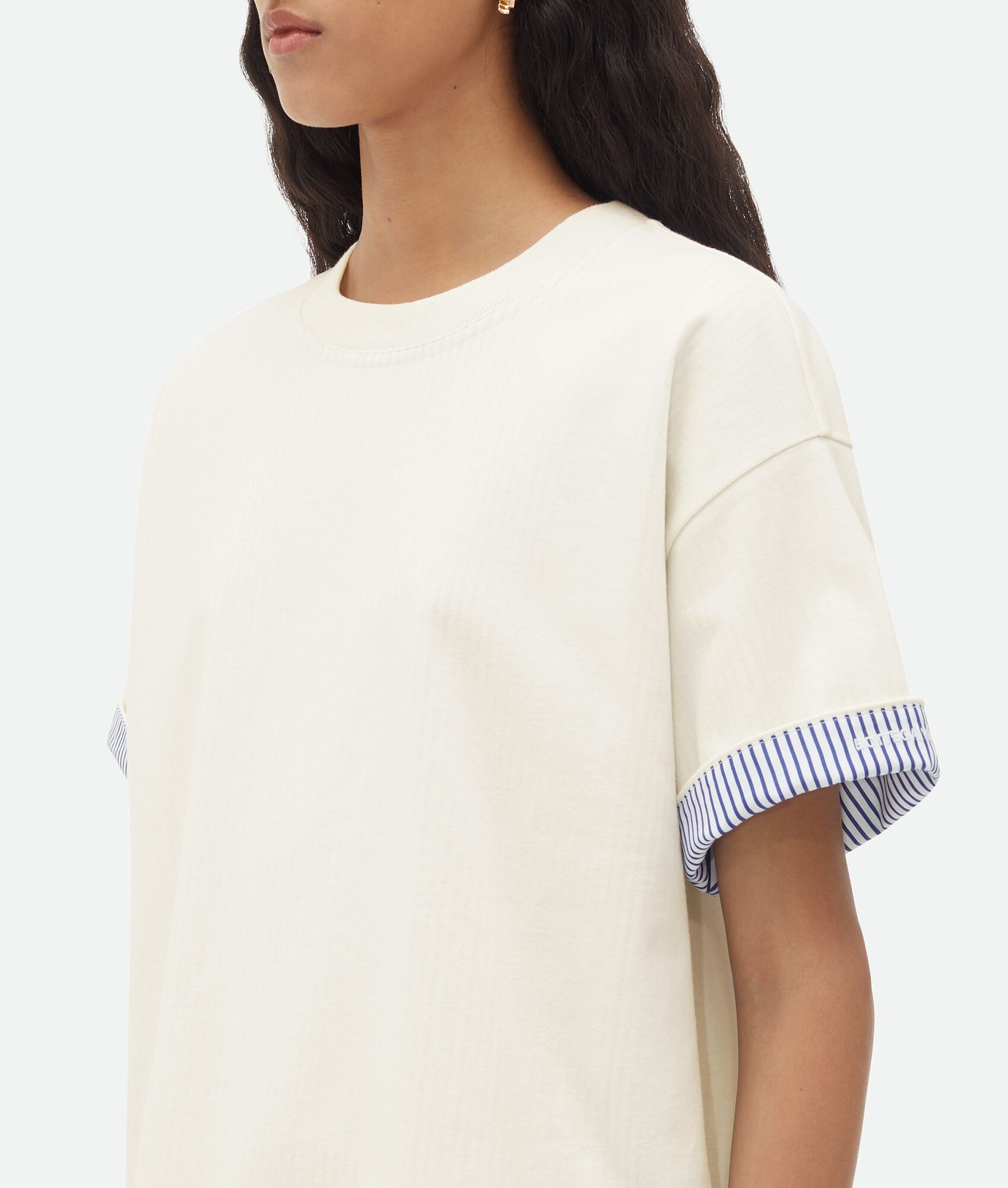 Double Layer Striped Cotton T-Shirt - 4