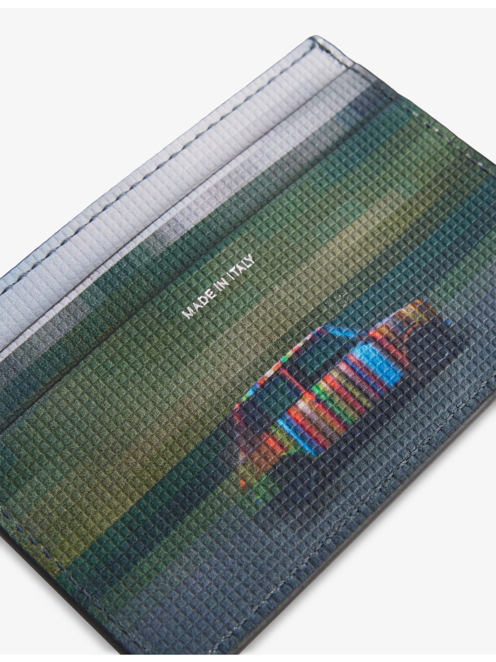 Graphic-Print Textured Leather Card Holder - 2
