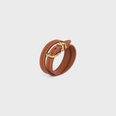 CELINE Les Cuirs Celine Double Bracelet in Calfskin and Brass with Gold Finish outlook