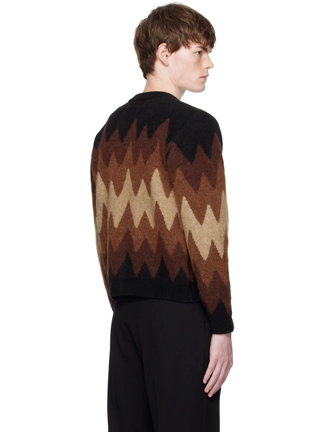 Black & Brown Degrade Jacquard Cardigan - 3