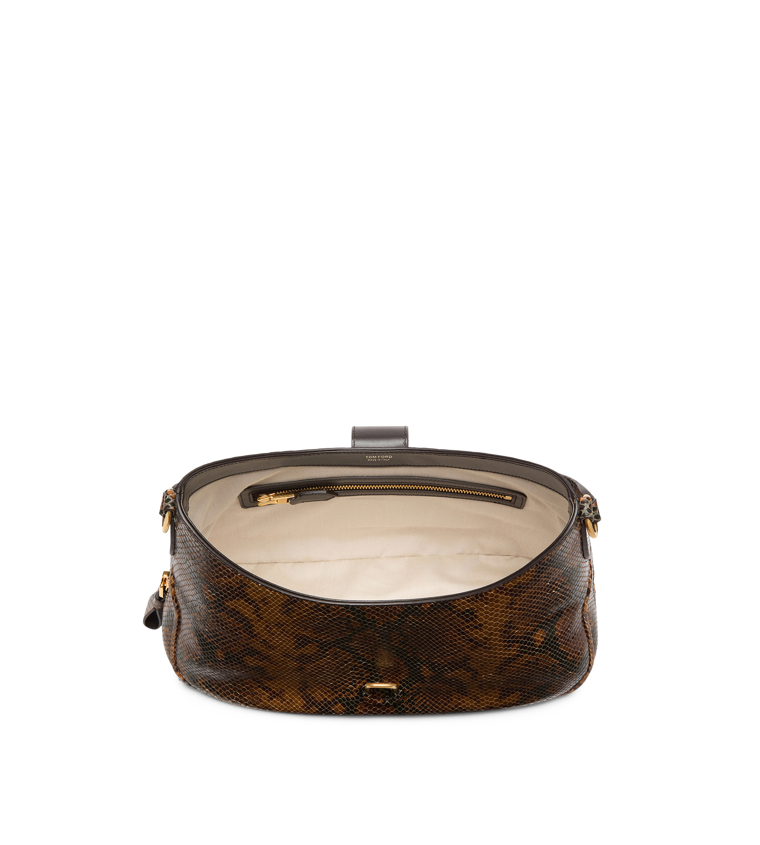 STAMPED PYTHON LEATHER MONARCH MEDIUM HOBO - 4