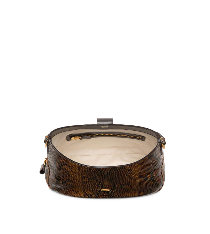 STAMPED PYTHON LEATHER MONARCH MEDIUM HOBO 4