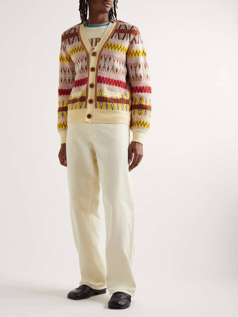 WALES BONNER Orchestra Wool-Blend Jacquard Cardigan outlook