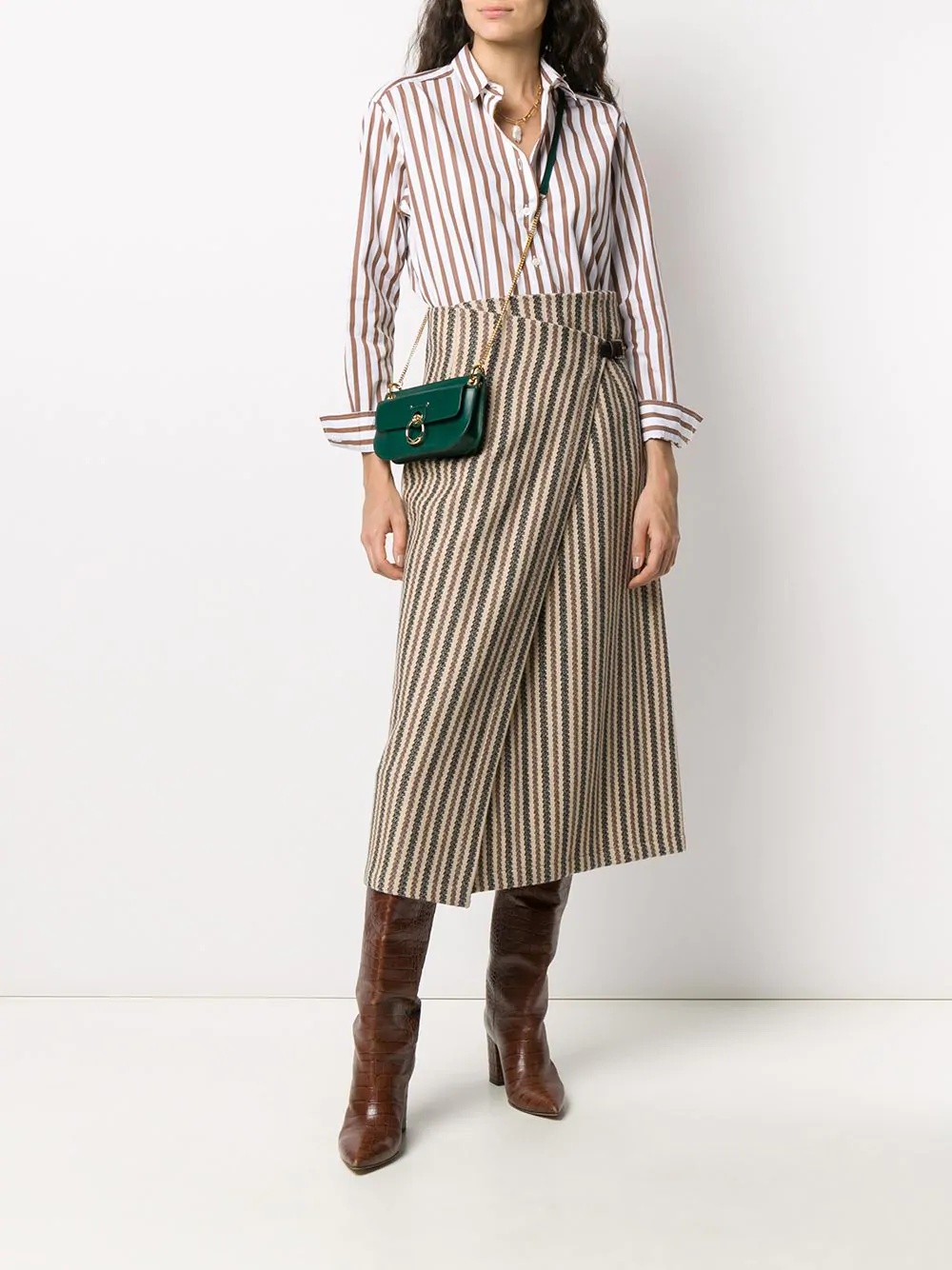 striped A-line skirt - 2