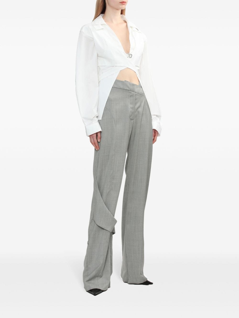 wool asymmetric trousers - 2