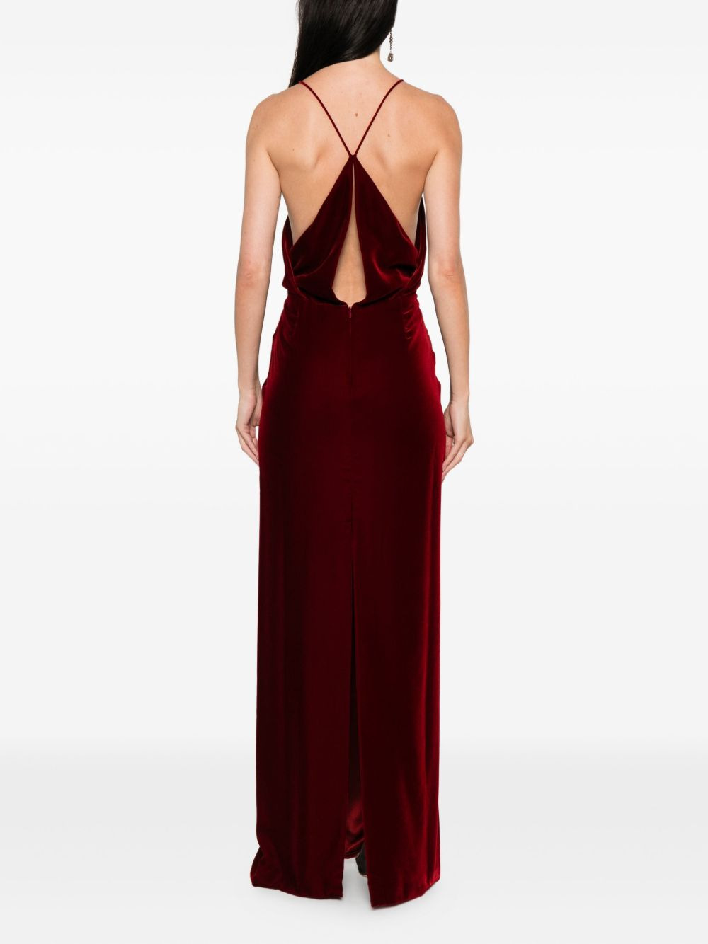 velvet v-neck maxi dress - 4