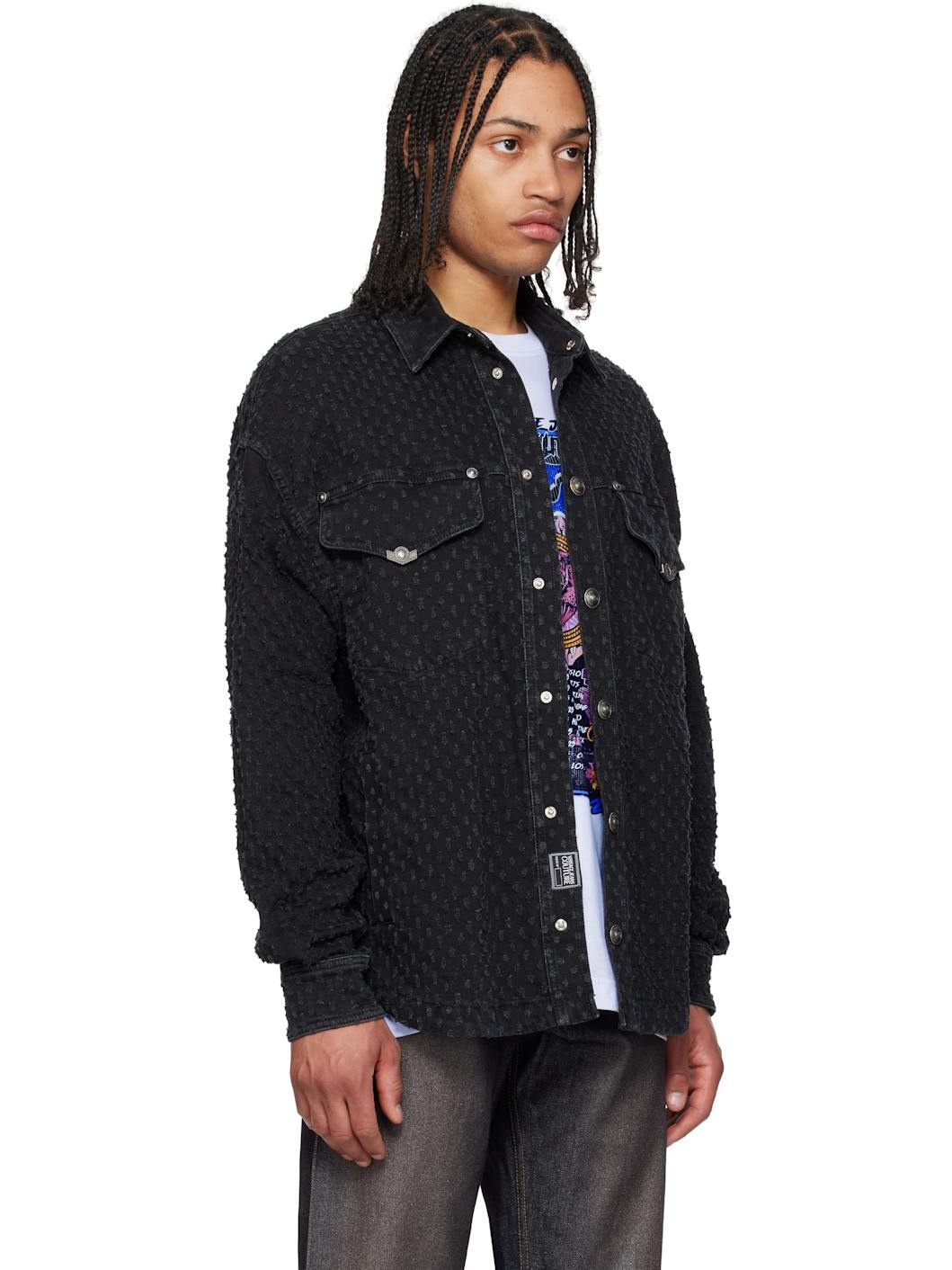Black Bouclé Denim Jacket - 2
