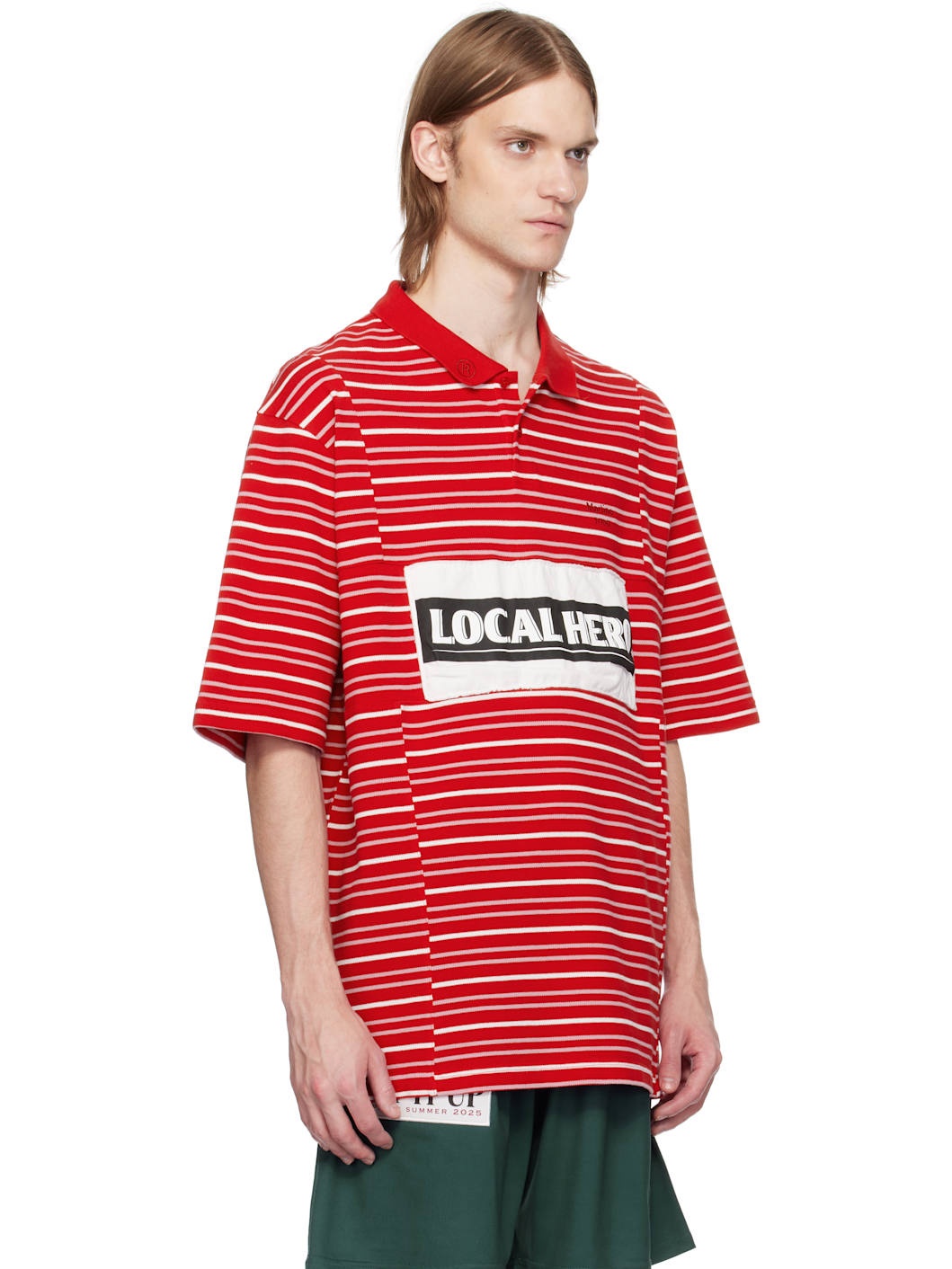 Red Oversized Panelled Polo - 2