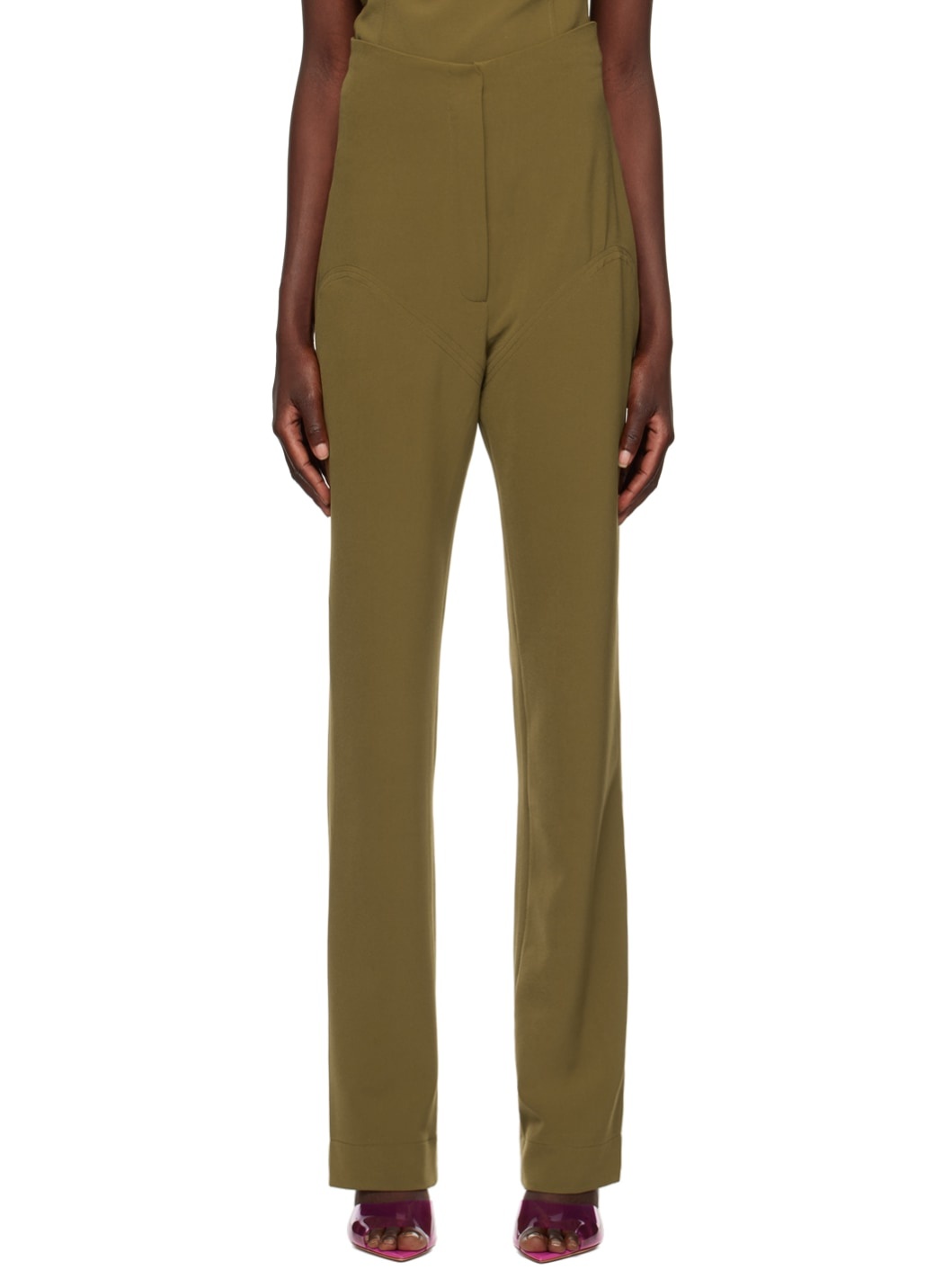 Taupe Bootleg Trousers - 1