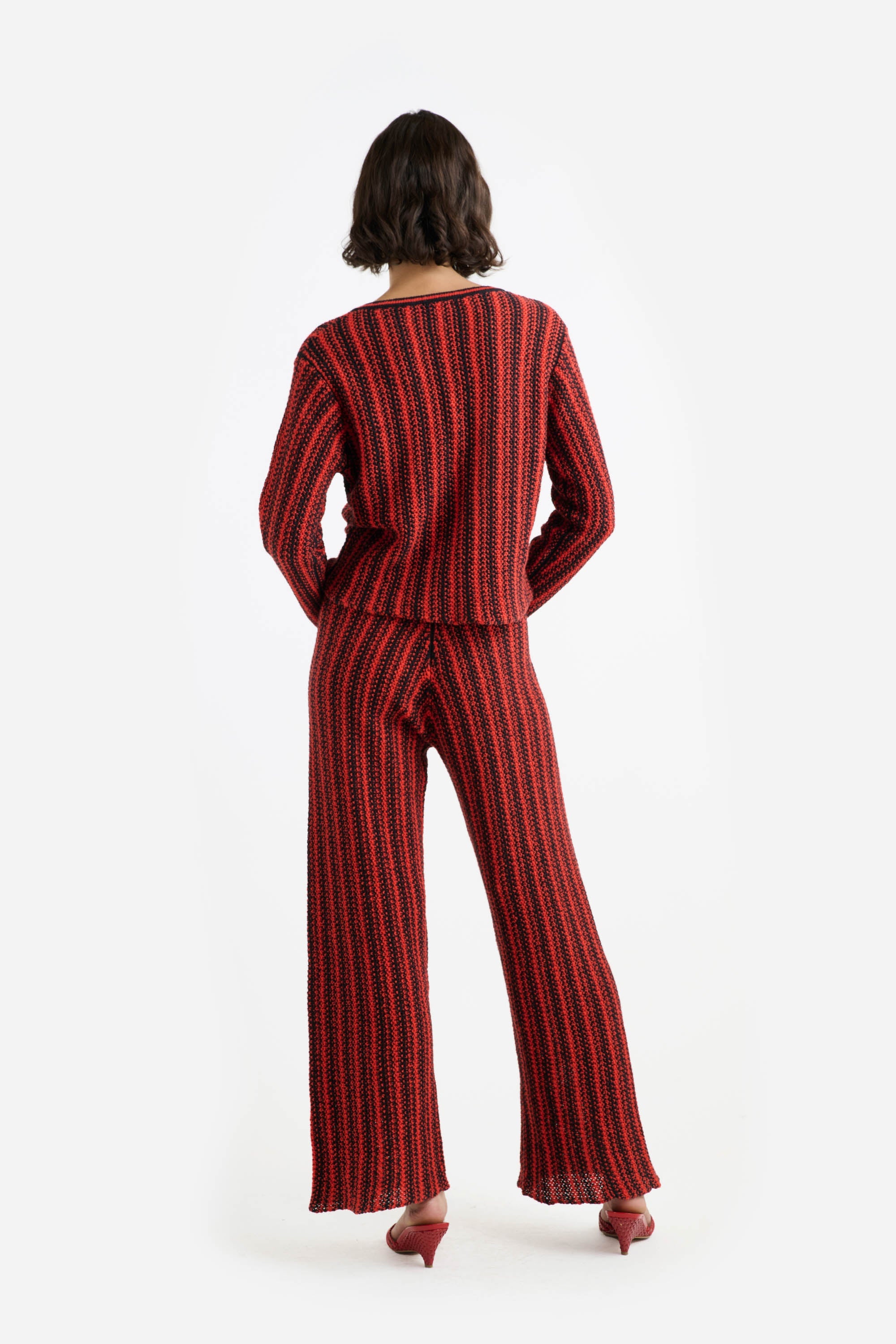 STRIPE FLORAL OPEN CARDIGAN - 4