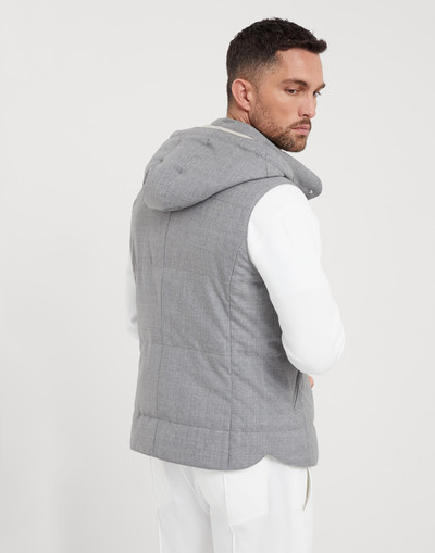 Brunello Cucinelli Virgin wool fresco lightweight down vest with detachable hood outlook