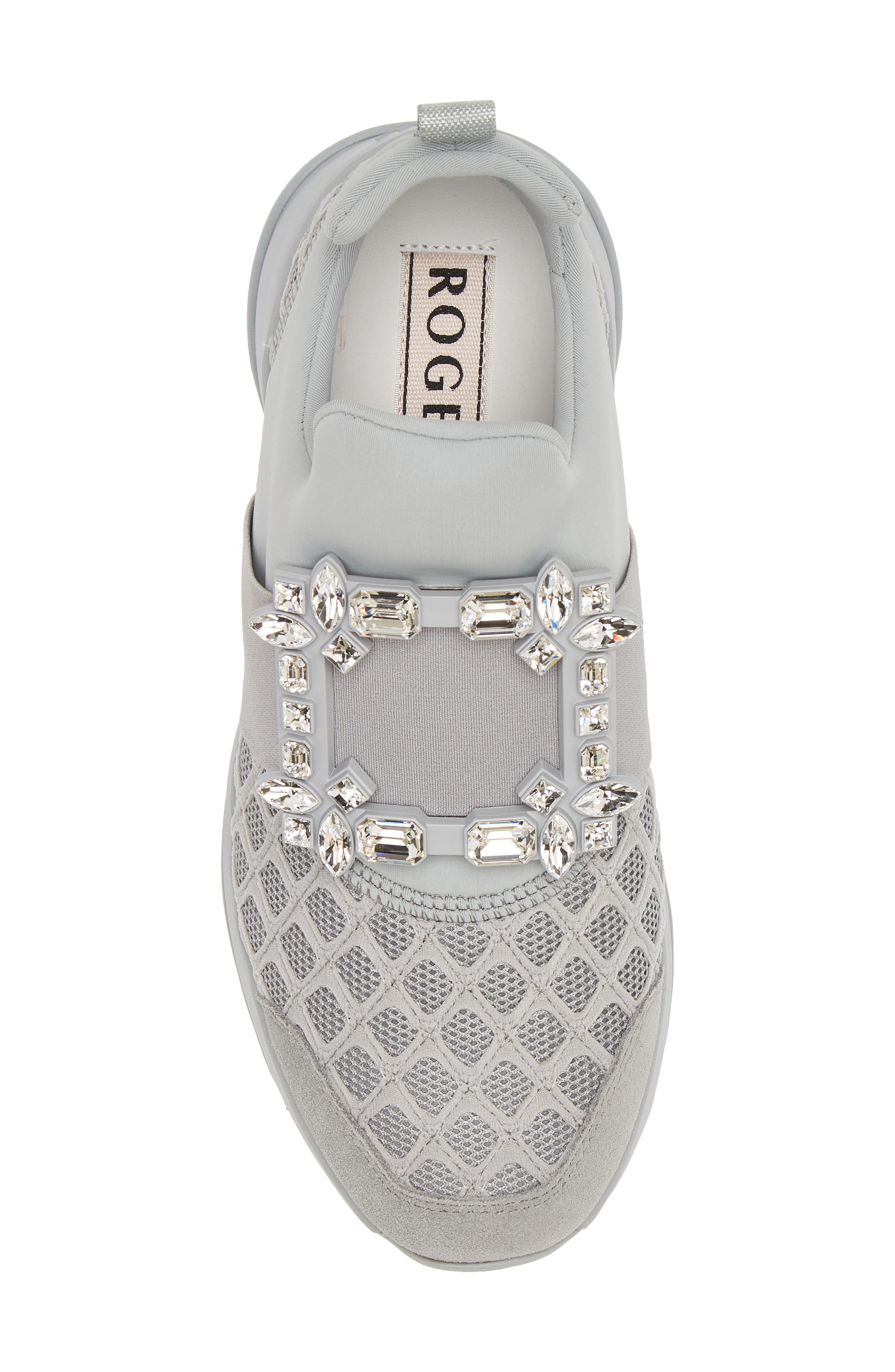 Roger Vivier Viv Run Strass Sneaker in Cemento M/Platino/Grigio at Nordstrom - 5