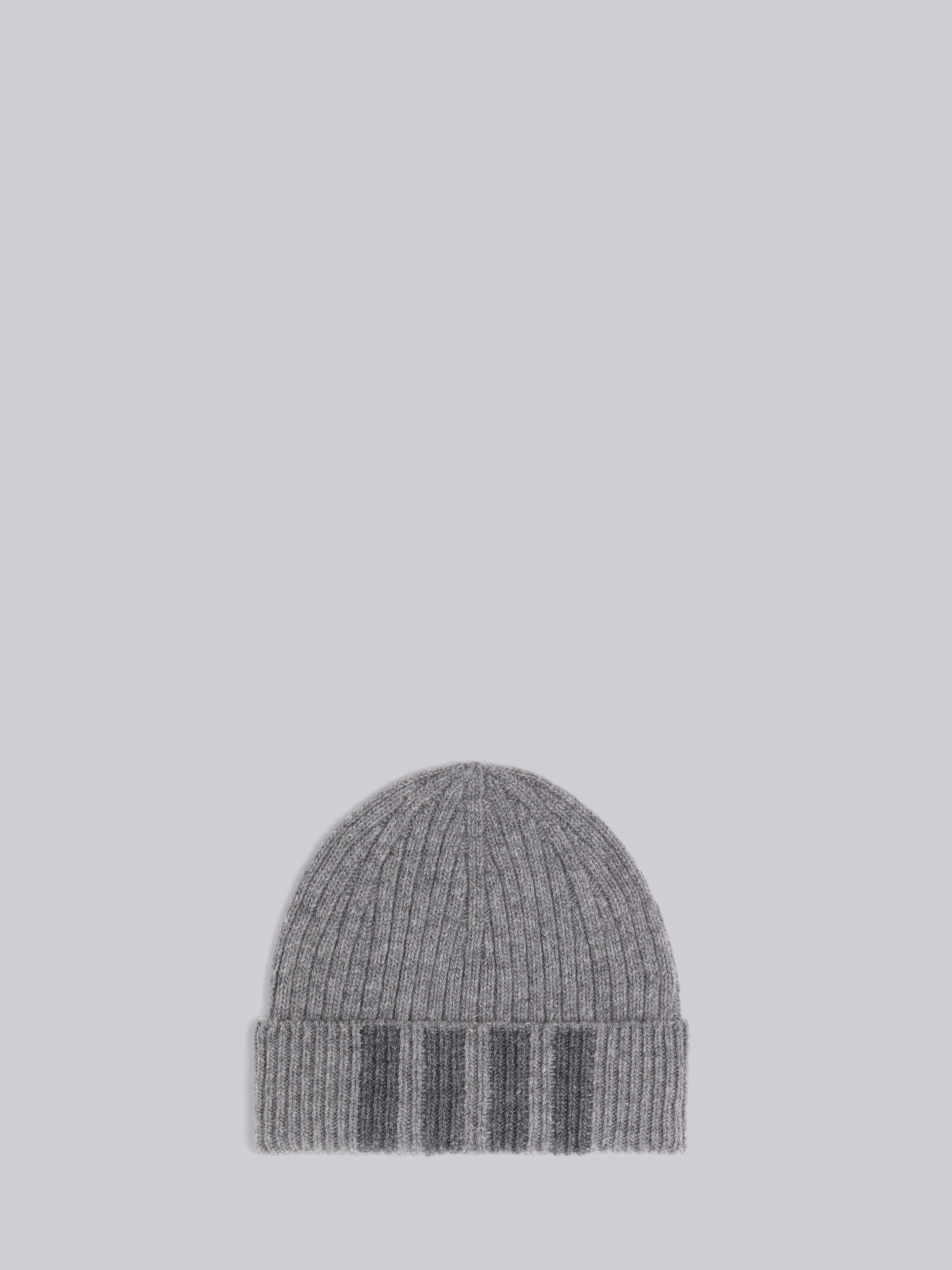 Light Grey Fine Merino Wool Rib 4-Bar Hat - 1