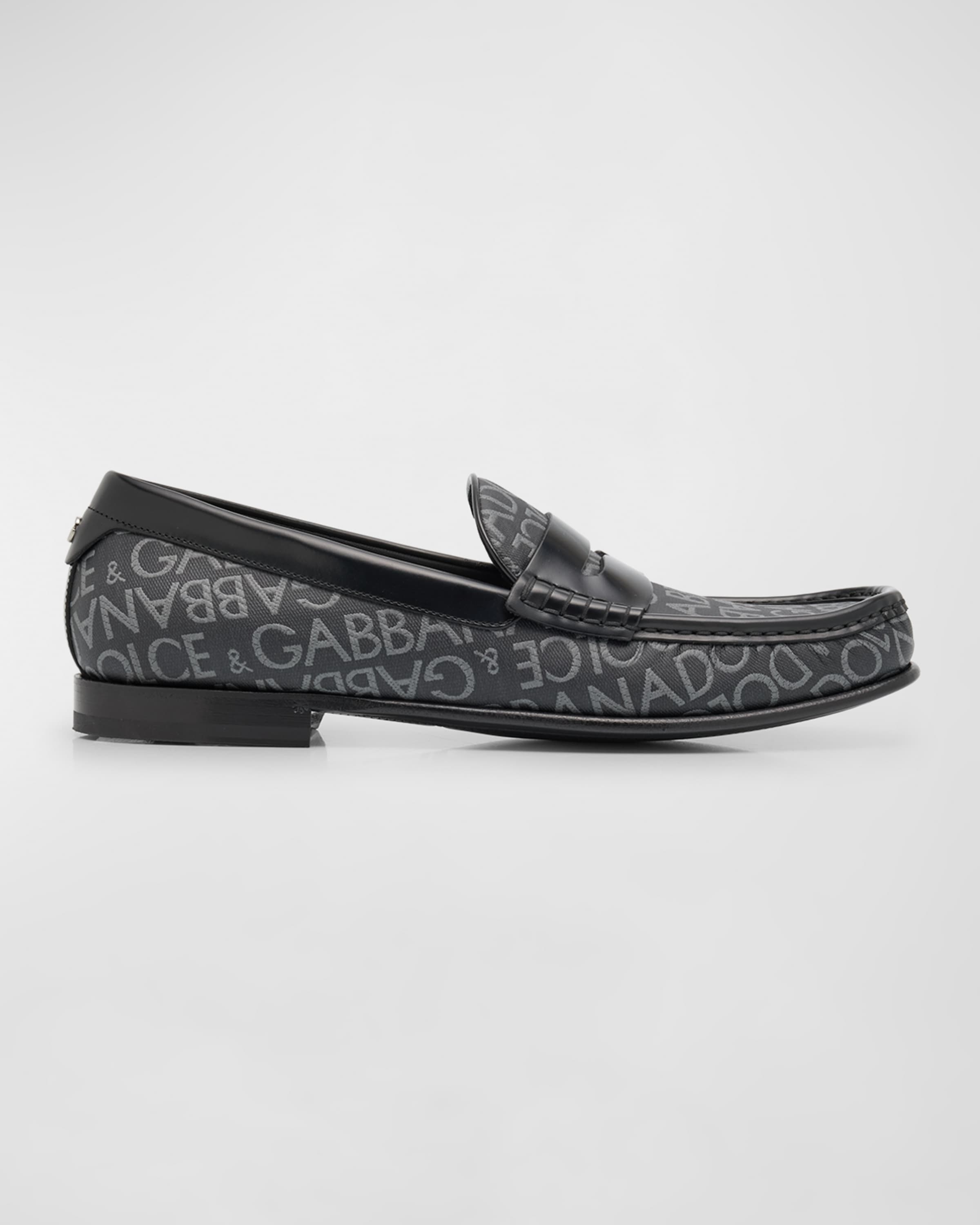 Men's Jacquard and Leather Penny Loafers - 1