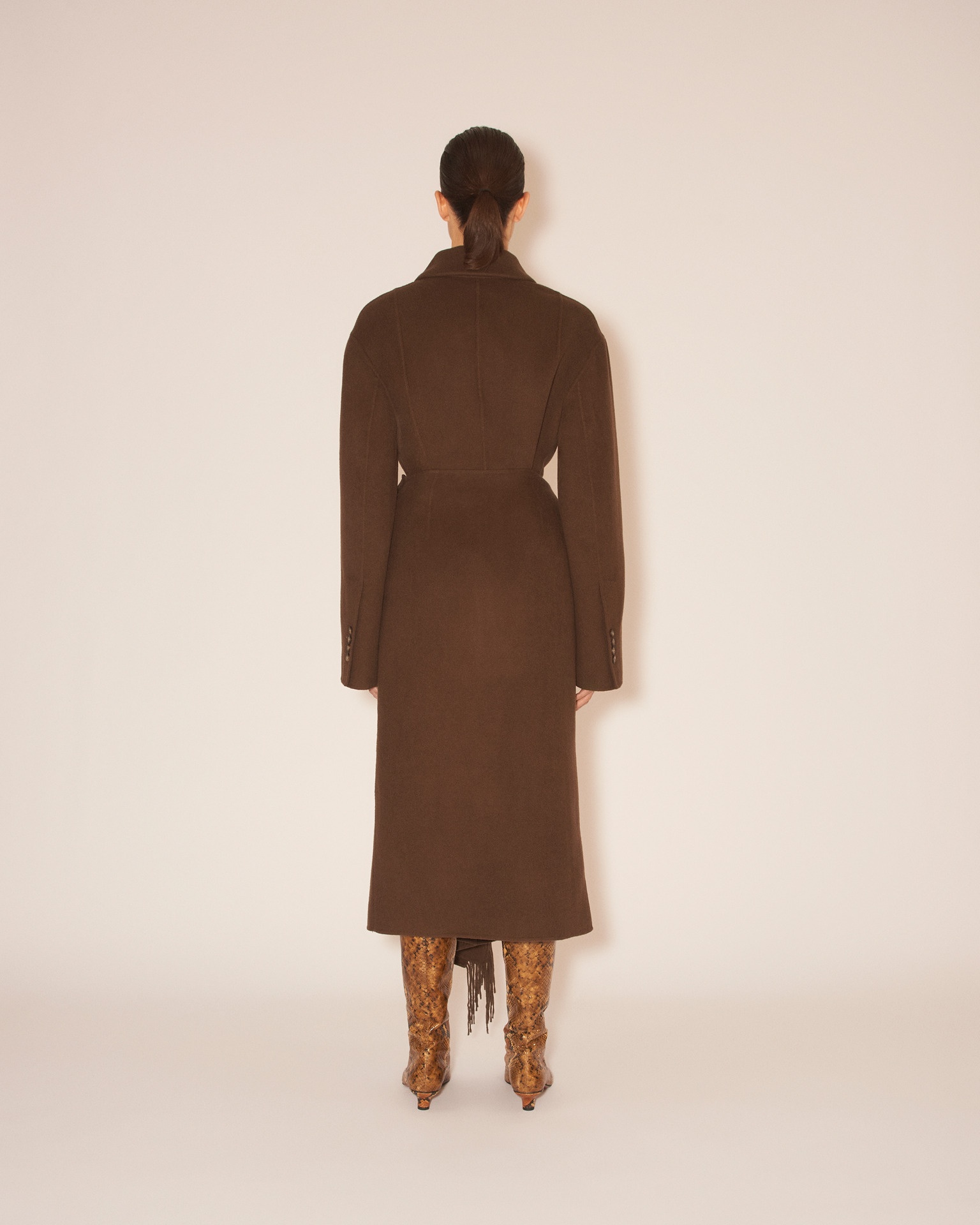 LIZA - Draped wrap light double wool blanket skirt - Soil - 5