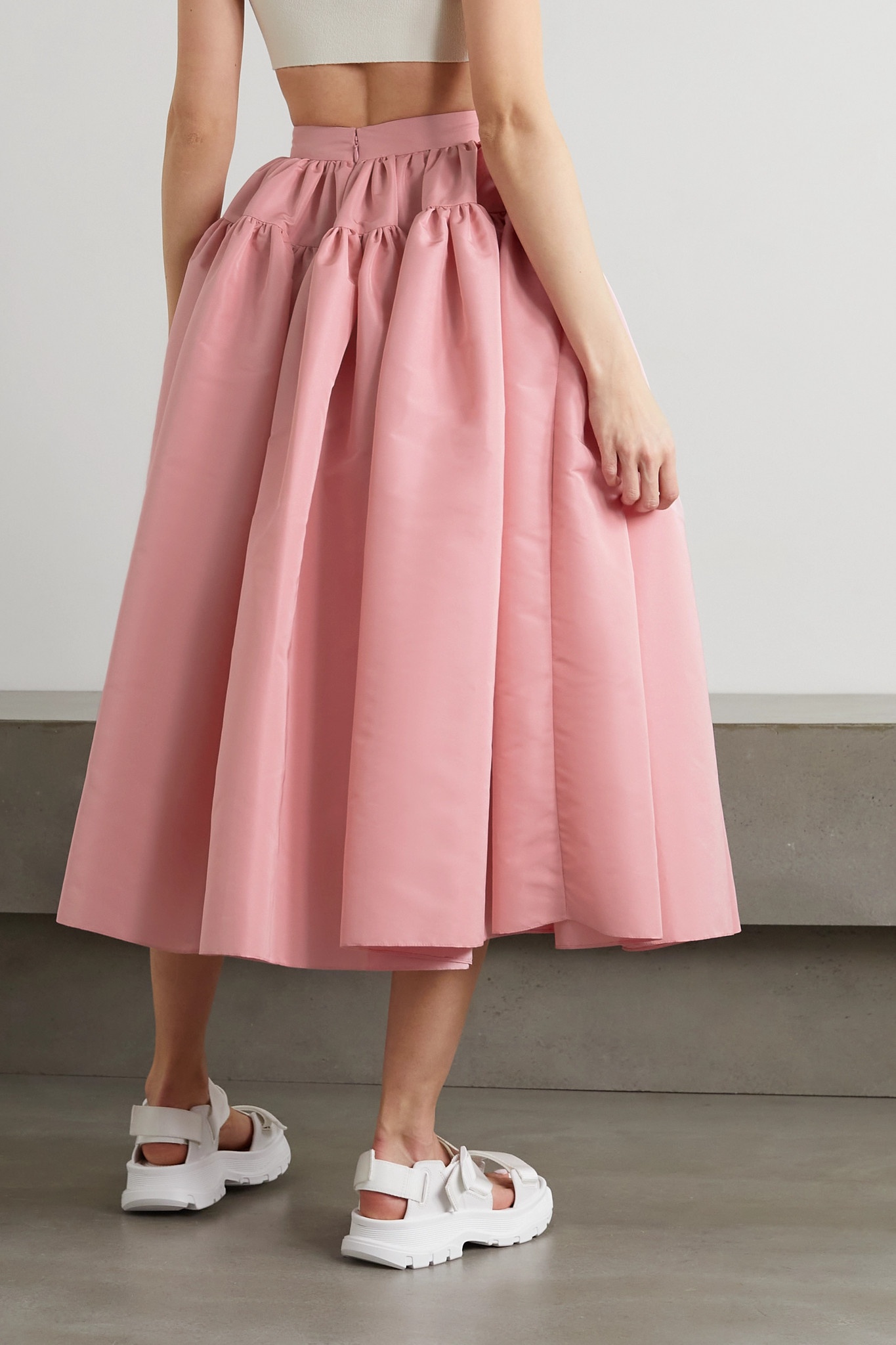 Gathered faille midi skirt - 3