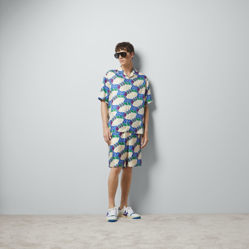 GUCCI 3D GG print silk shorts outlook