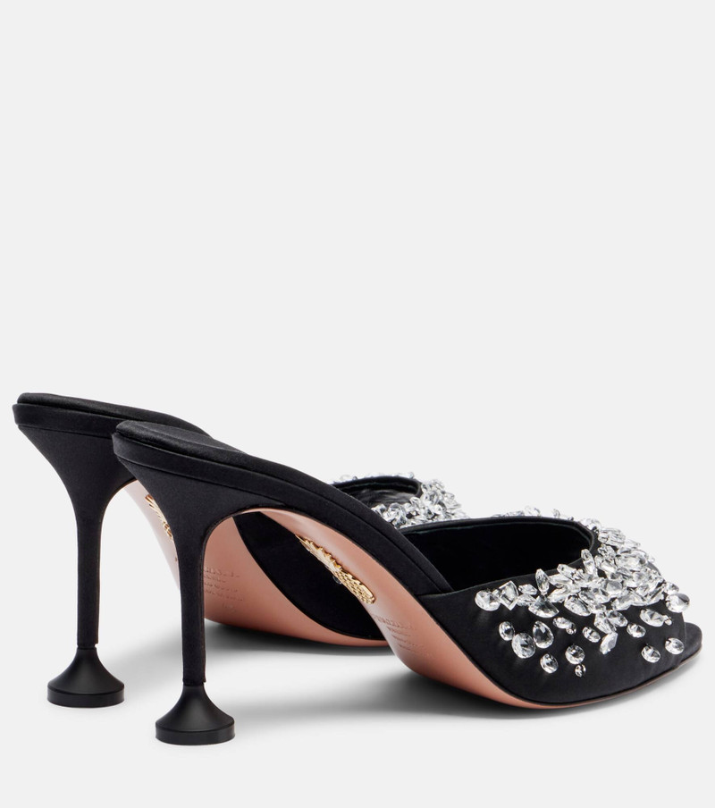 AQUAZZURA Bisous 85 embellished satin mules outlook