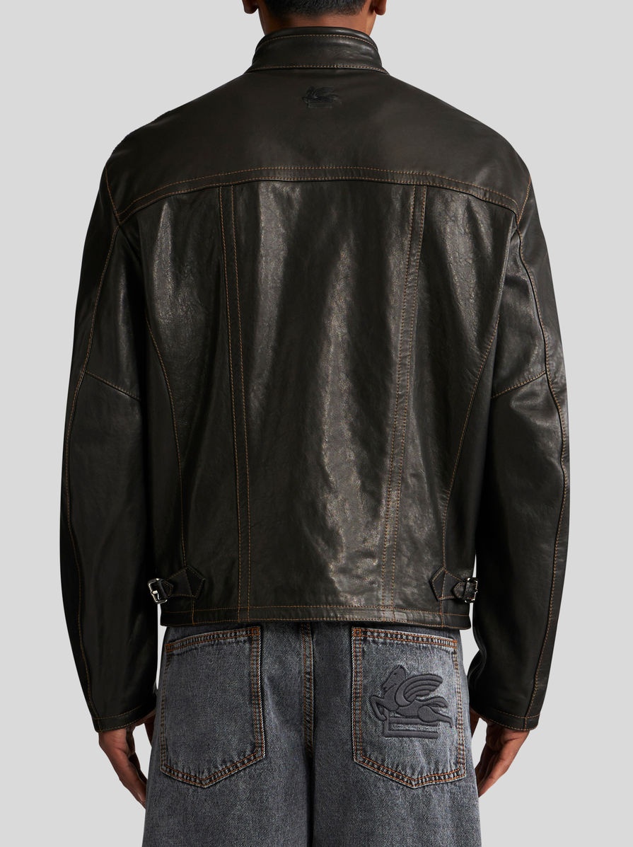 LEATHER BIKER JACKET - 5