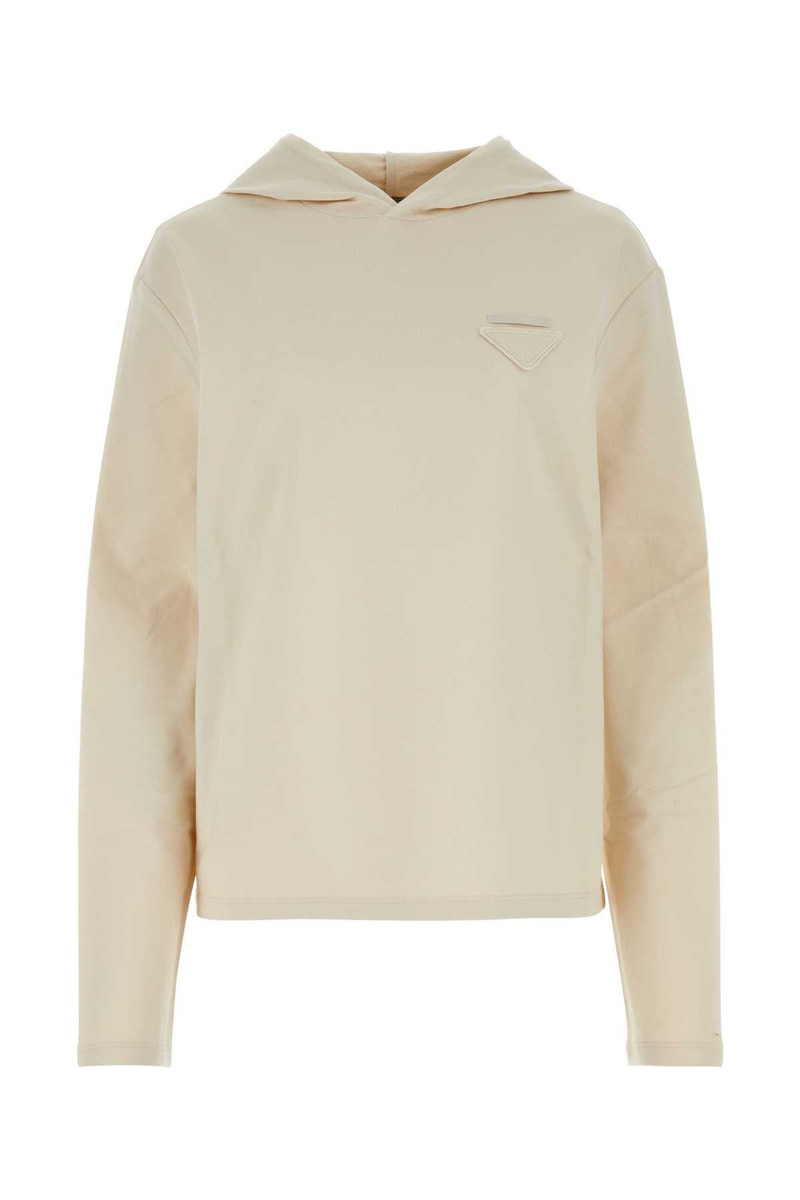 Prada Women Sand Stretch Cotton Oversize Sweatshirt - 1