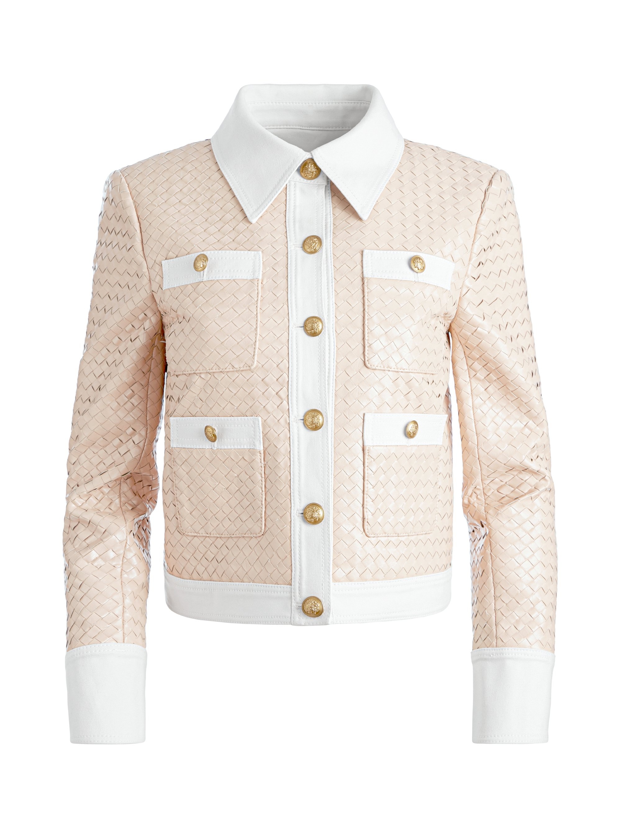 KINLEY WOVEN VEGAN LEATHER JACKET - 1