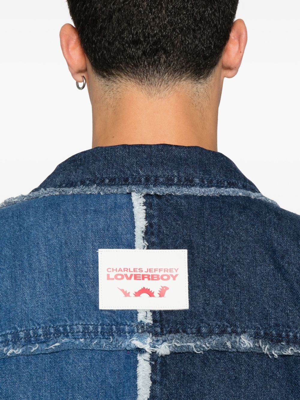 frayed patchwork denim jacket - 5