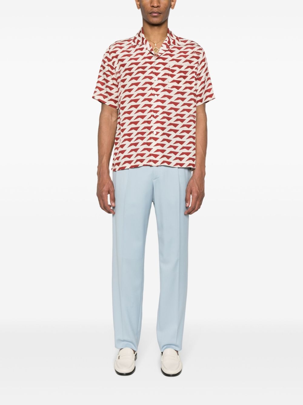 geometric-pattern silk shirt - 2