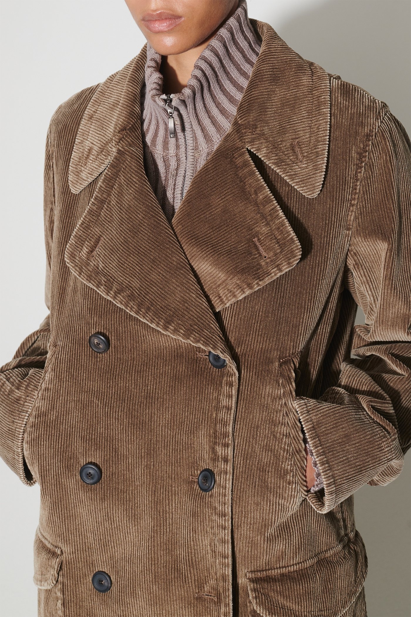 Biker Trench Brown Enzyme Cord - 3