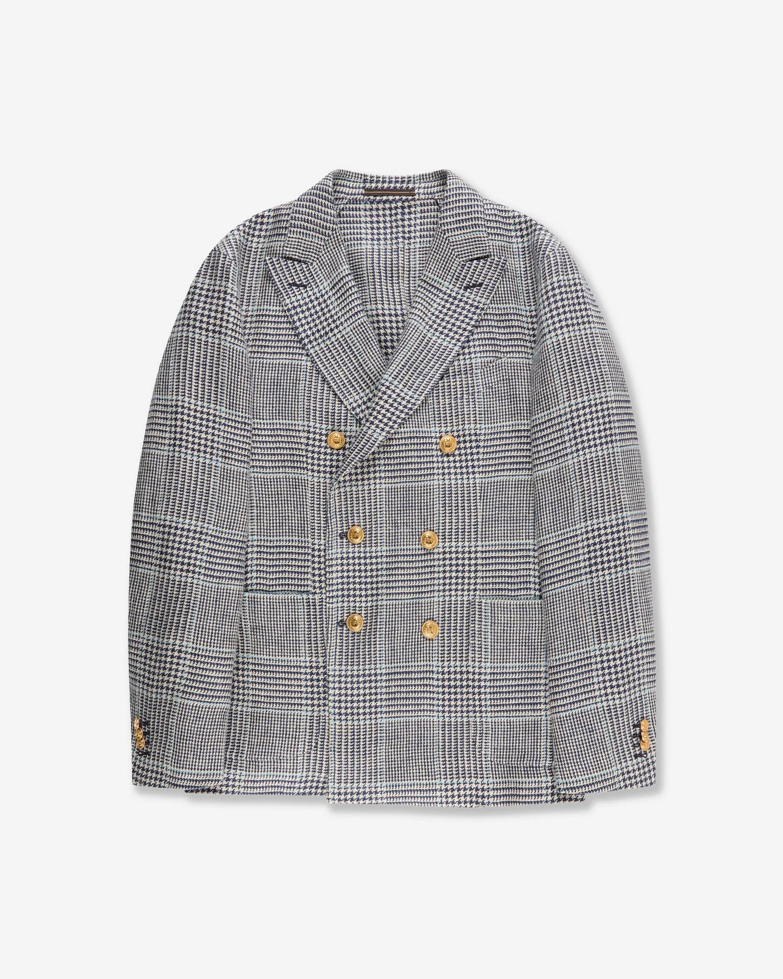 Regular fit linen and silk double-breasted jacket - 1