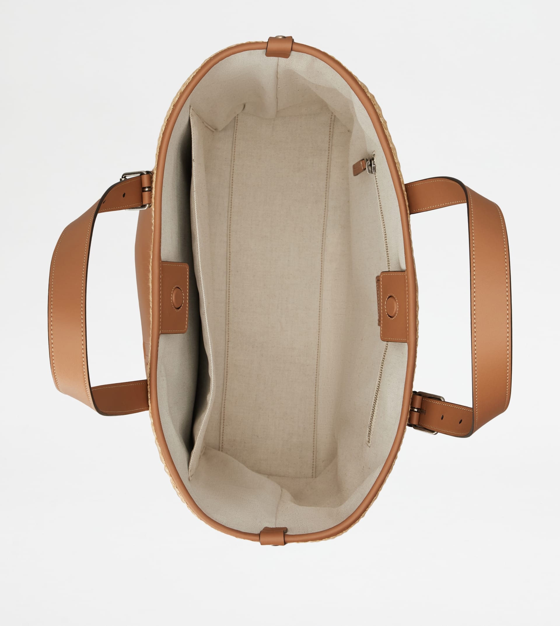 SHOPPING BAG IN CORD AND LEATHER MEDIUM - BEIGE, OFF WHITE - 3