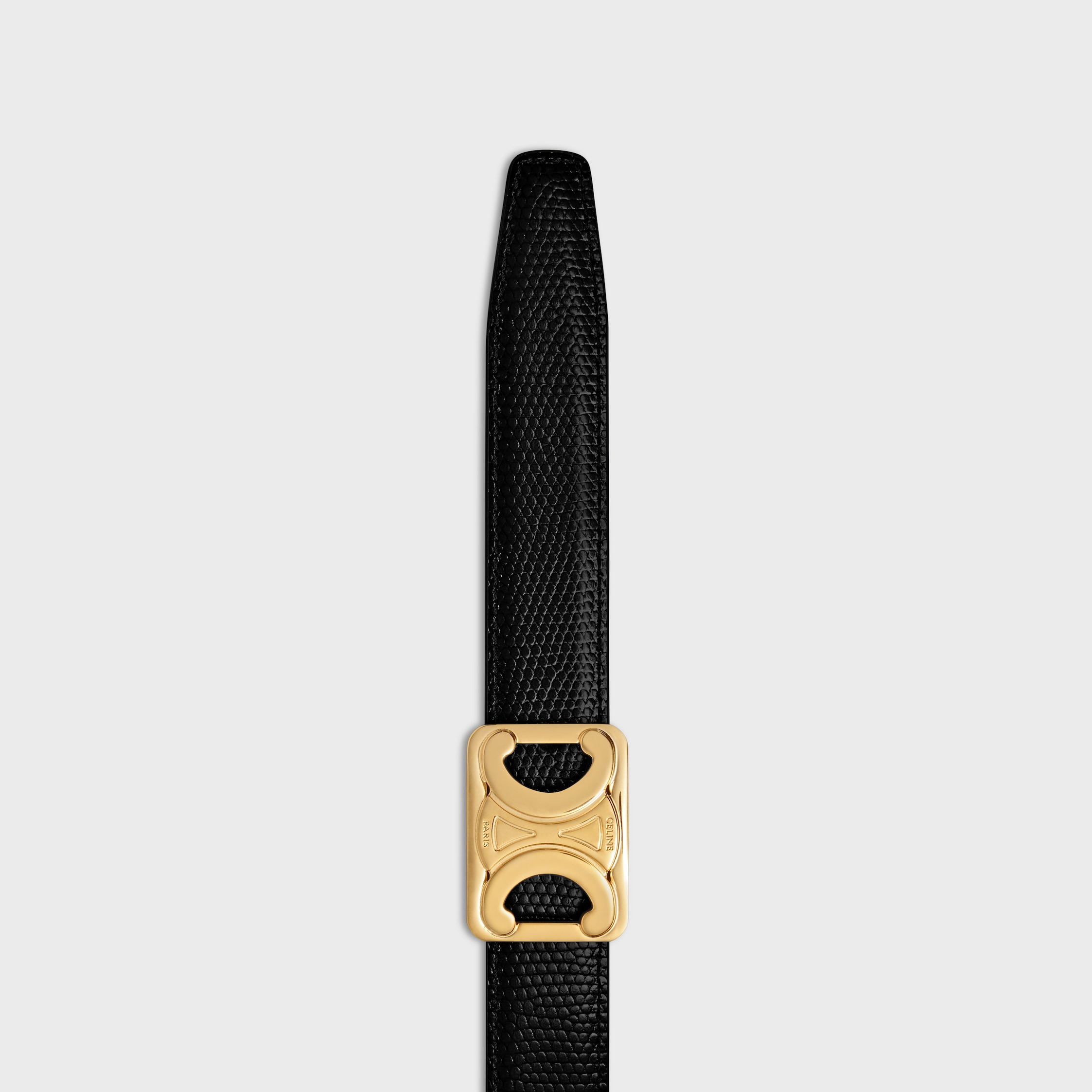 MEDIUM REVERSIBLE FRAMED TRIOMPHE BELT in TAURILLON AND LIZARD EMBOSSED CALFSKIN - 5