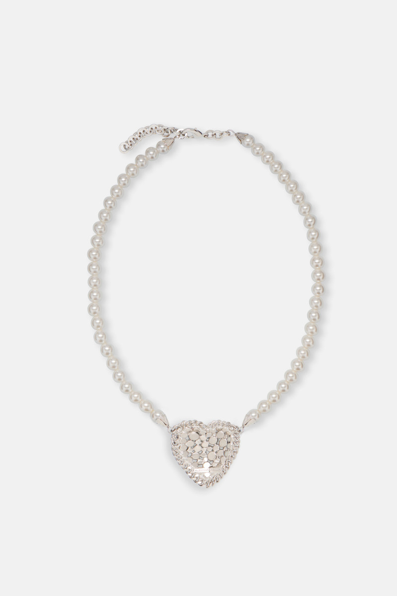 Alessandra Rich PEARL NECKLACE WITH HEART outlook