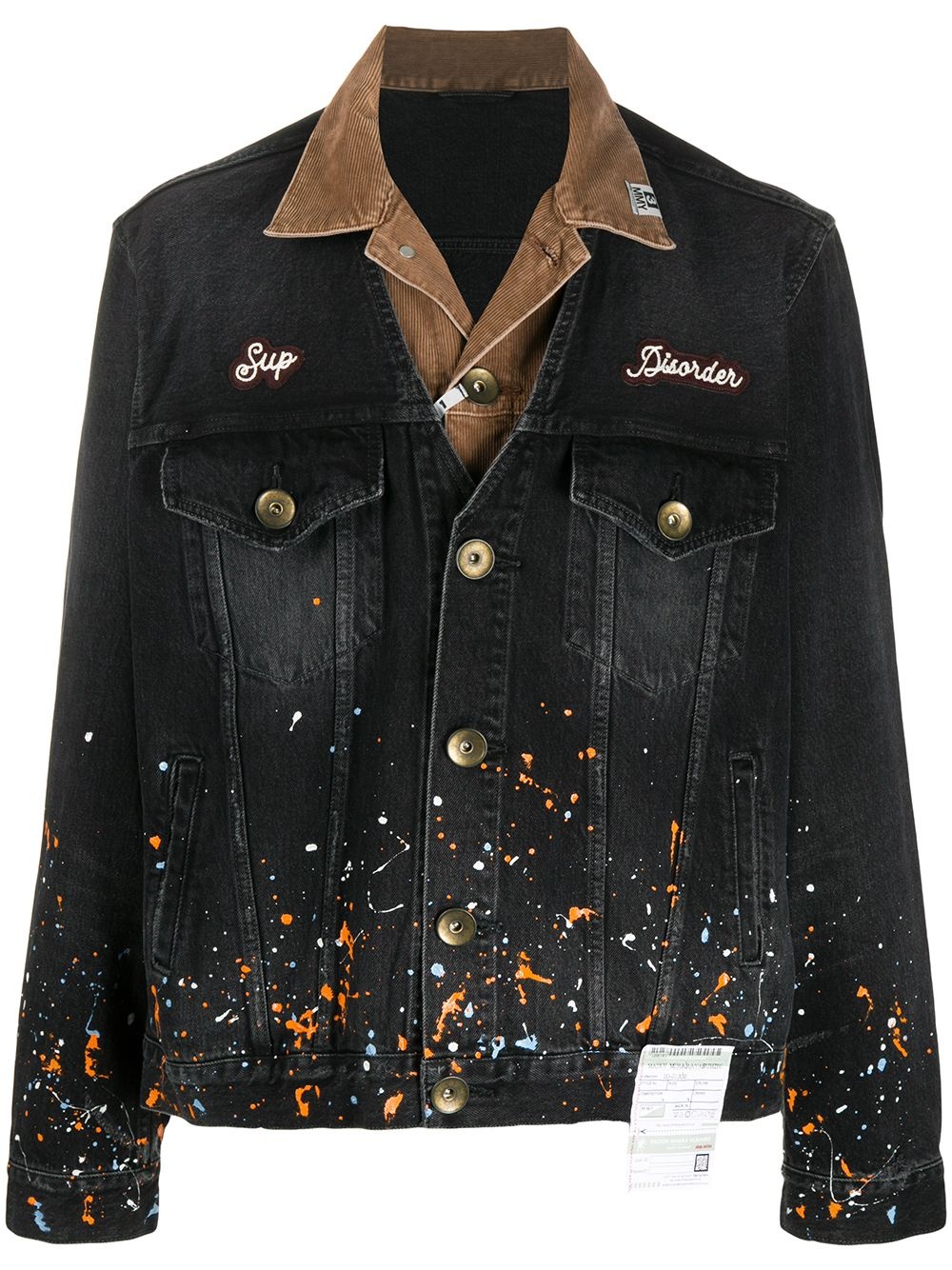 paint-splatter layered denim jacket - 1