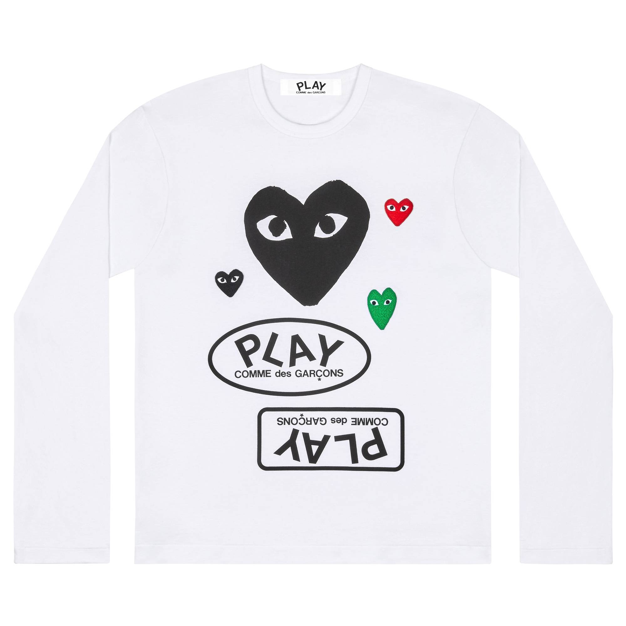 Comme des Garçons PLAY Multi Logo Long-Sleeve T-Shirt 'White' - 1