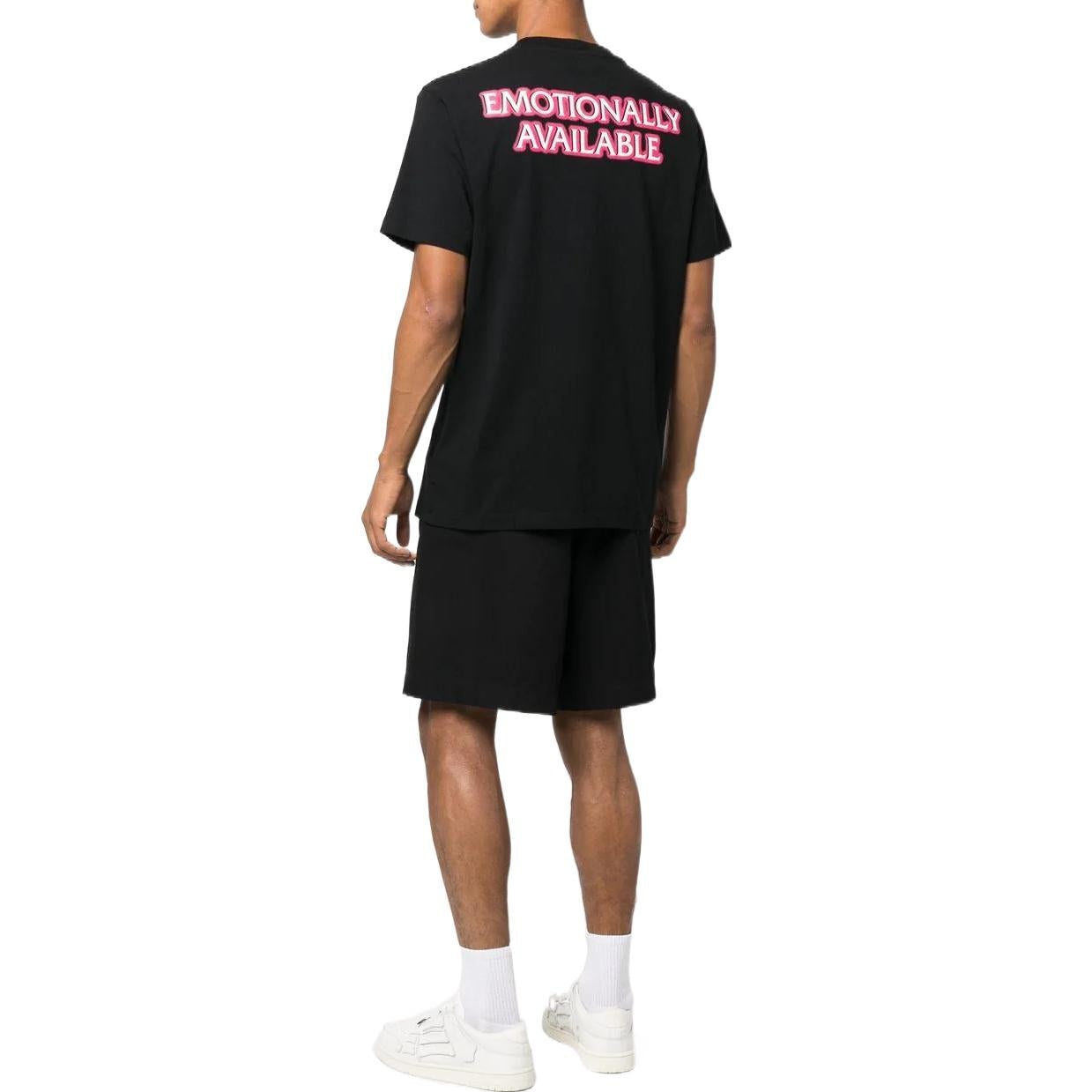 Men's Off-White SS22 Alphabet Logo Printing Round Neck Short Sleeve Loose Fit Black T-Shirt OMAA027F - 4