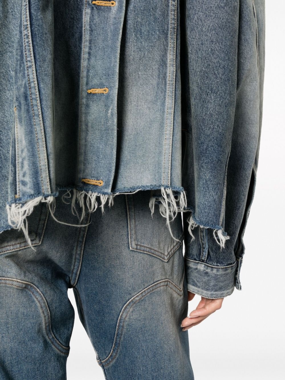 deconstructed panelled denim jacket - 5