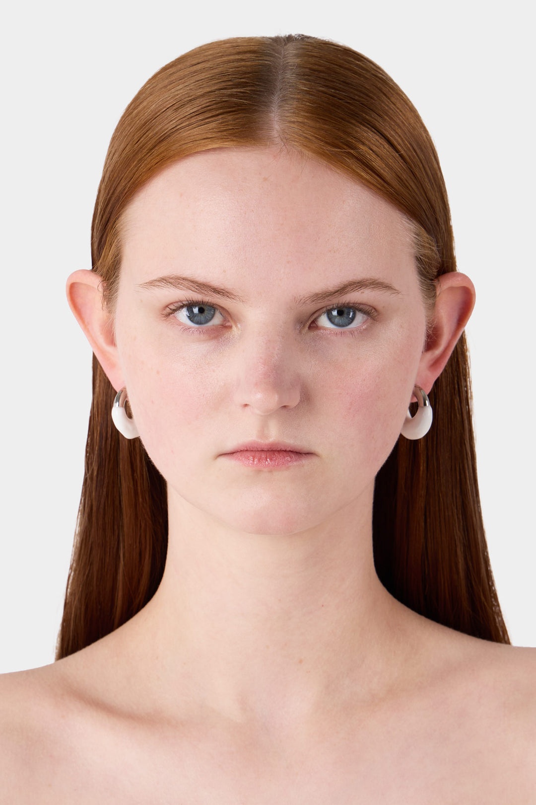 MINI RUBBERIZED EARRINGS SILVER / white glow - 3