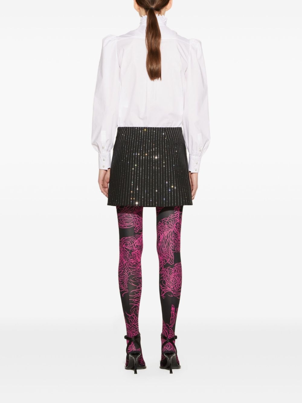 rhinestone-embellished pinstripe miniskirt - 4
